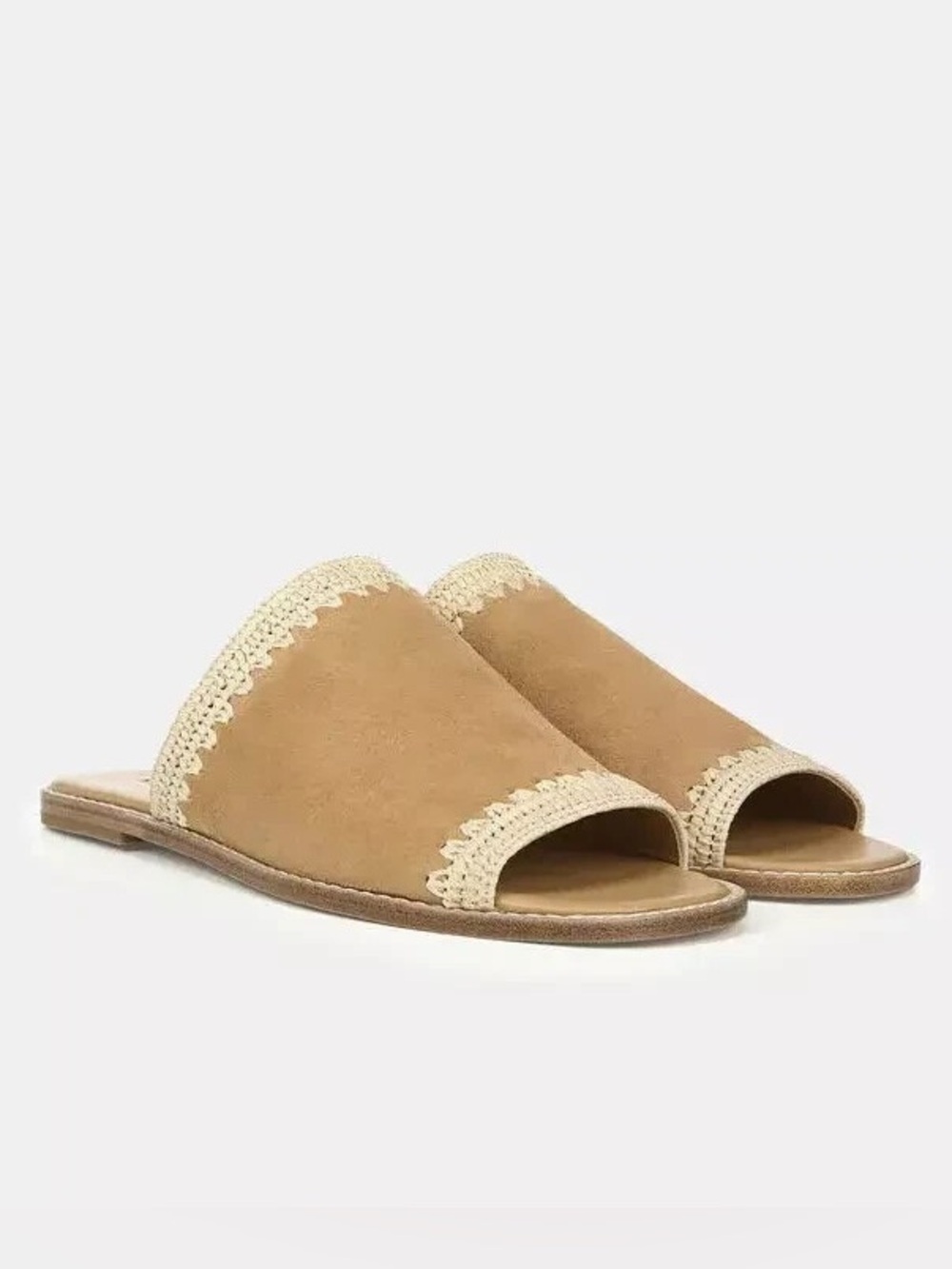 Vince Suede Slide Sandals in Burnt Cashew